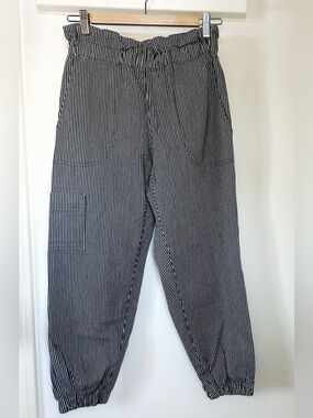 Pietsie Blue Striped Paper Bag High Waist Pants XS